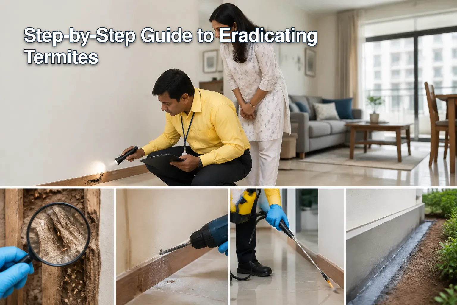 Professional termite treatment process infographic