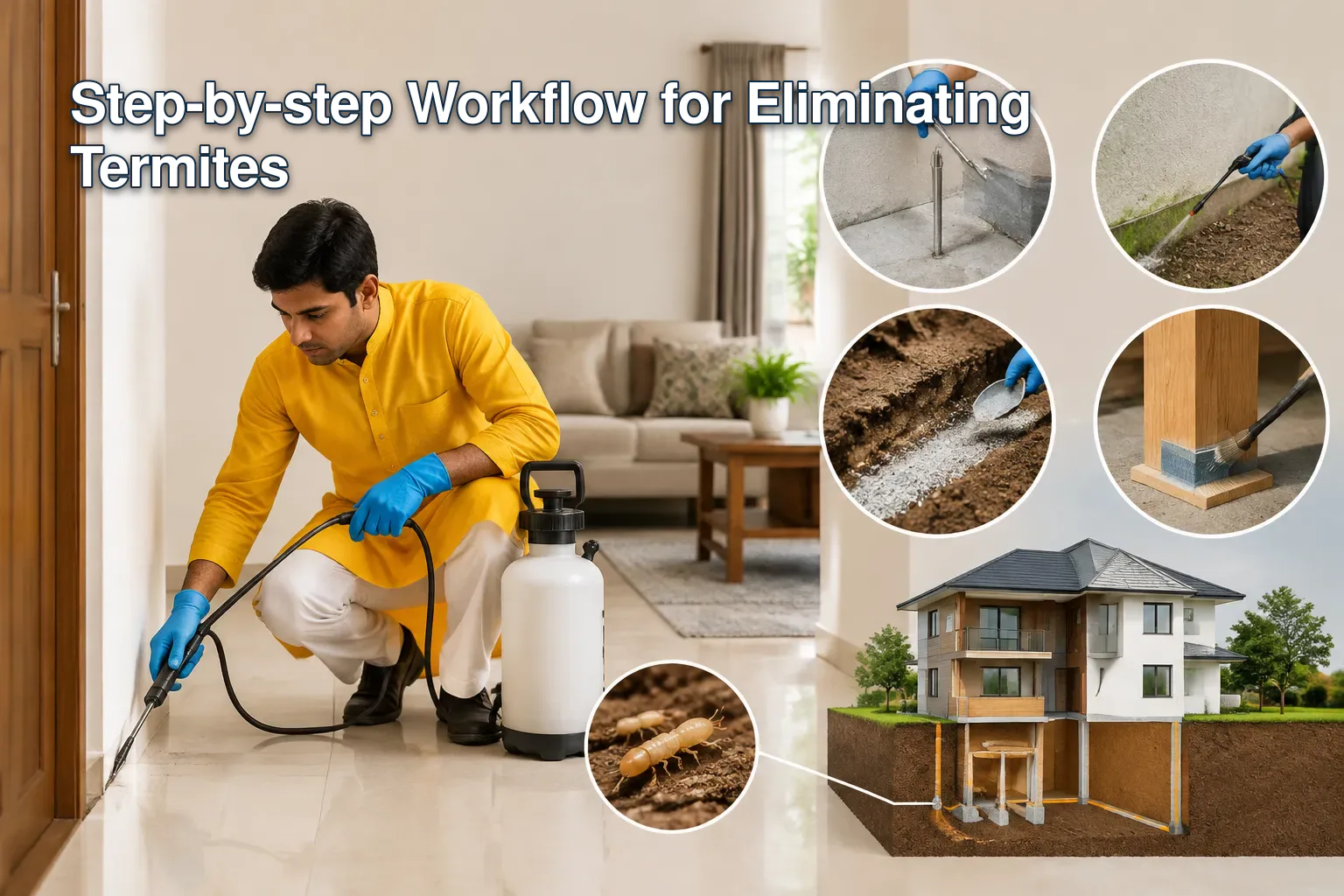 Diagram of termite treatment methods and prevention
