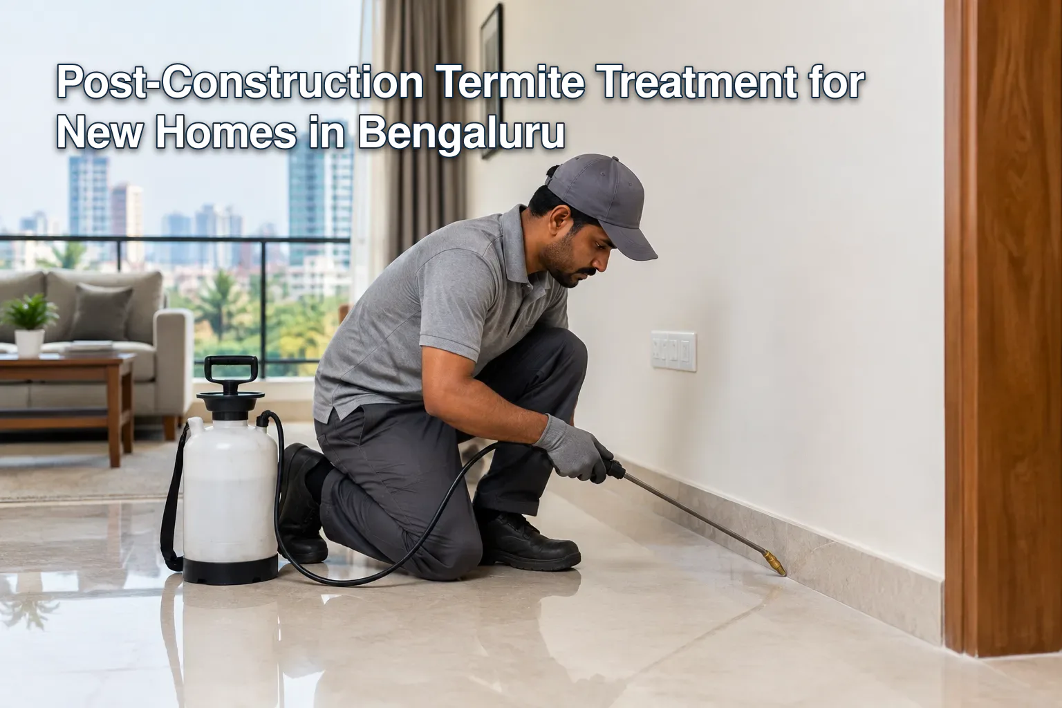 Professional termite treatment being applied in a Bangalore home