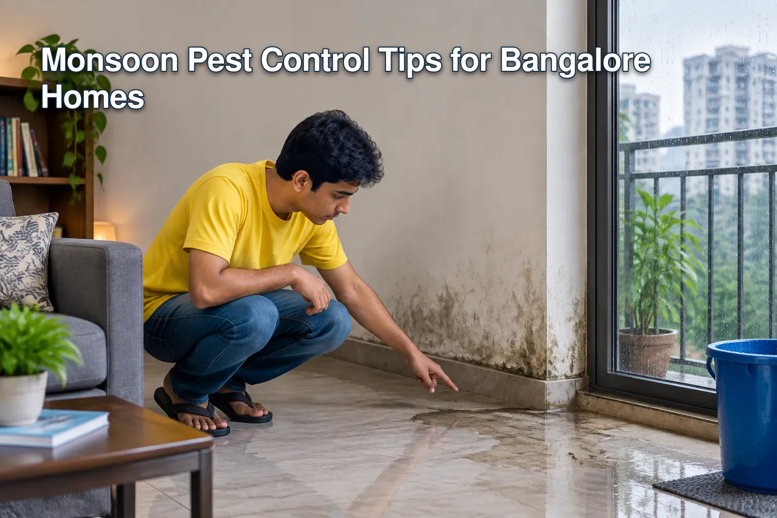Bangalore home in monsoon with puddles