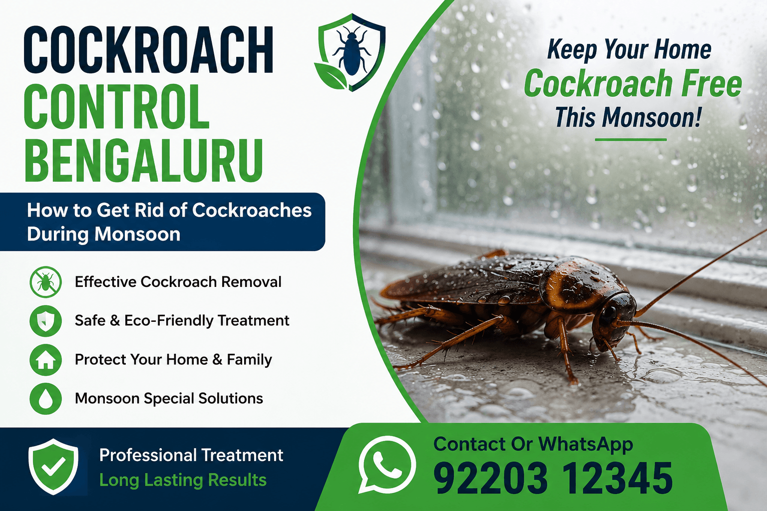 Cockroach control Bengaluru: Get rid of cockroaches with monsoon special solutions.