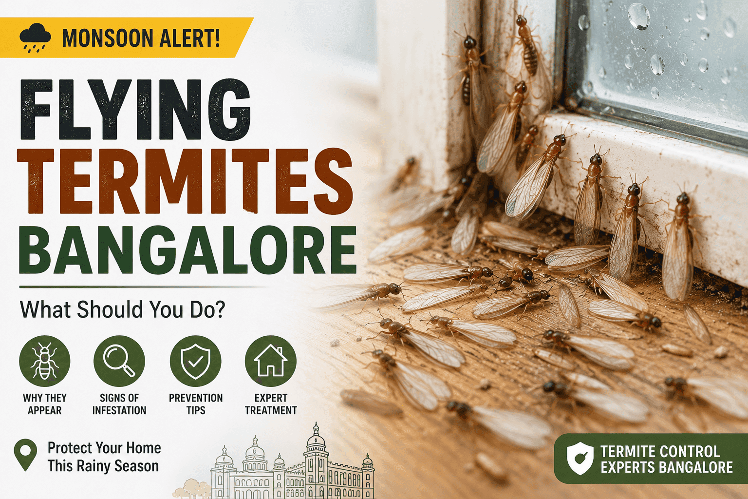 Flying Termites Bangalore swarming near lights during the rainy season in a residential home.