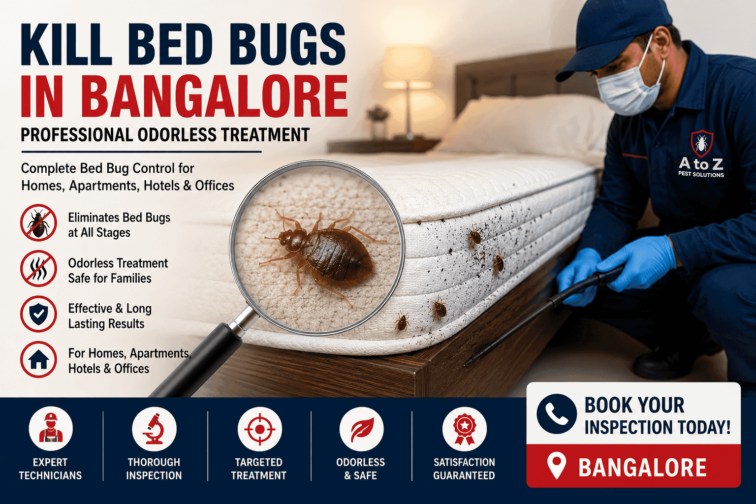 Professional pest control technician treating bed bugs in Bangalore.