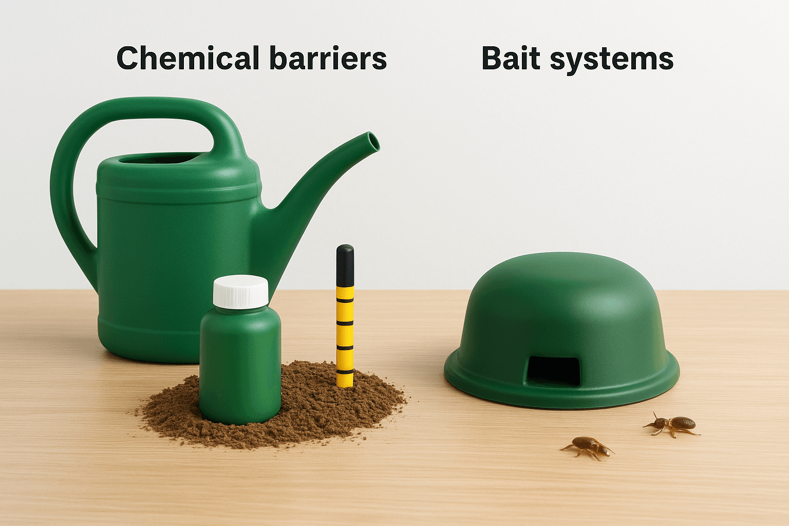 Chemical barriers versus bait systems
