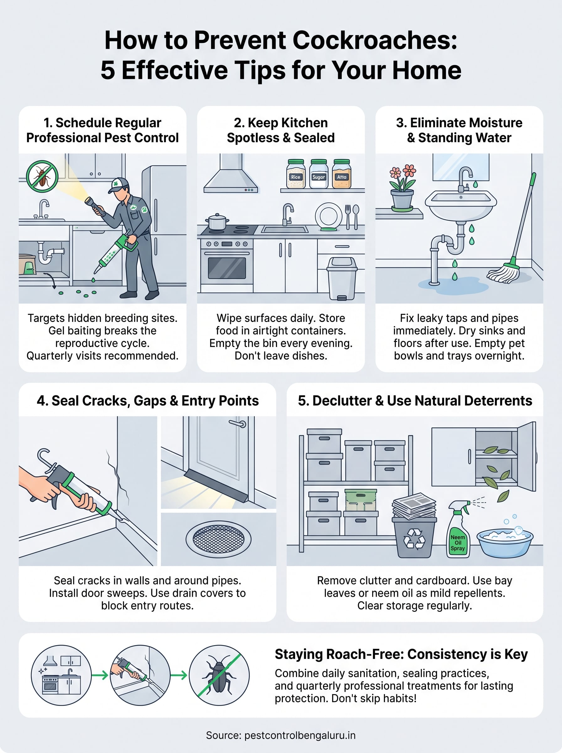 how to prevent cockroaches infographic