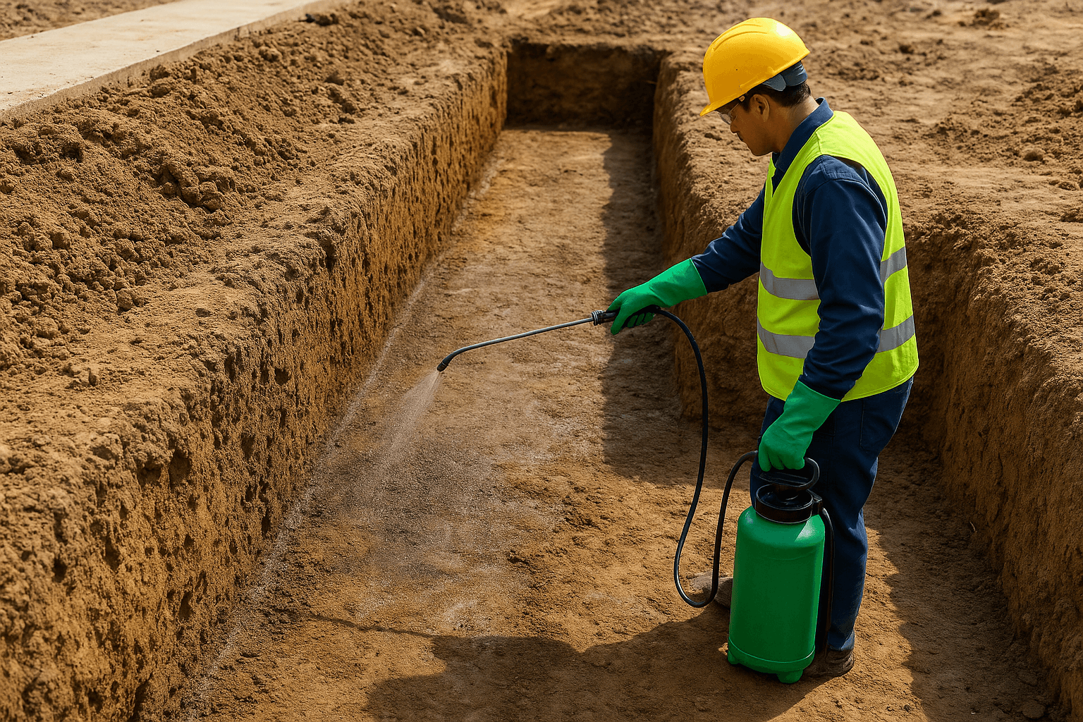 Step 2. Treat the soil and foundation base
