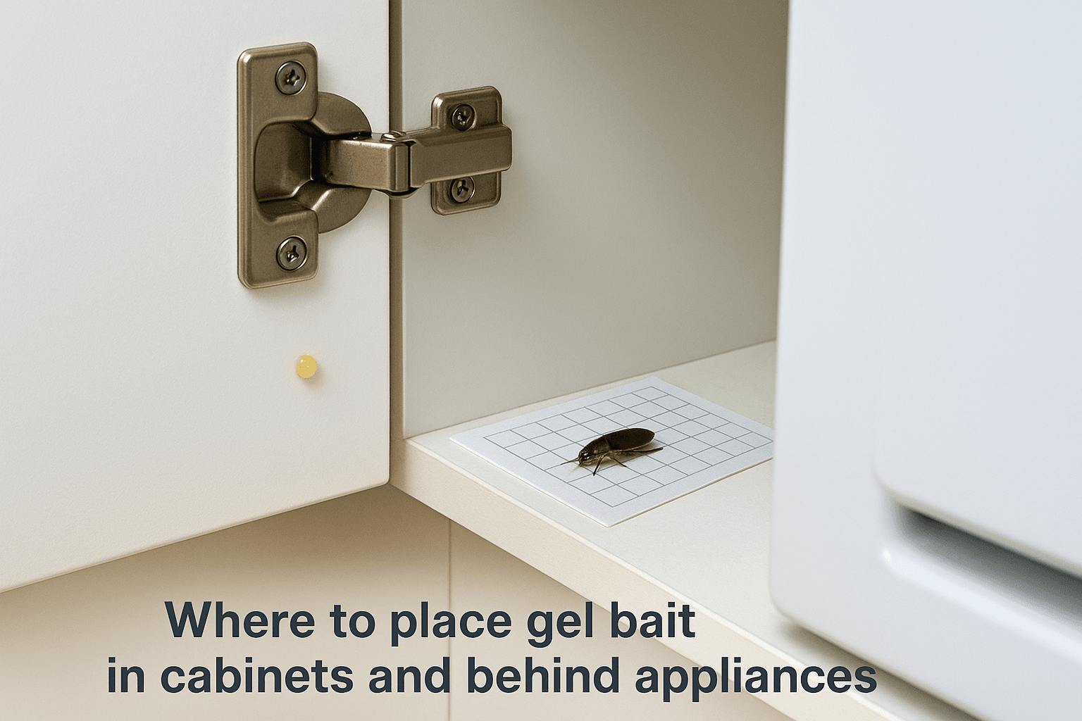 Where to place gel bait in cabinets and behind appliances